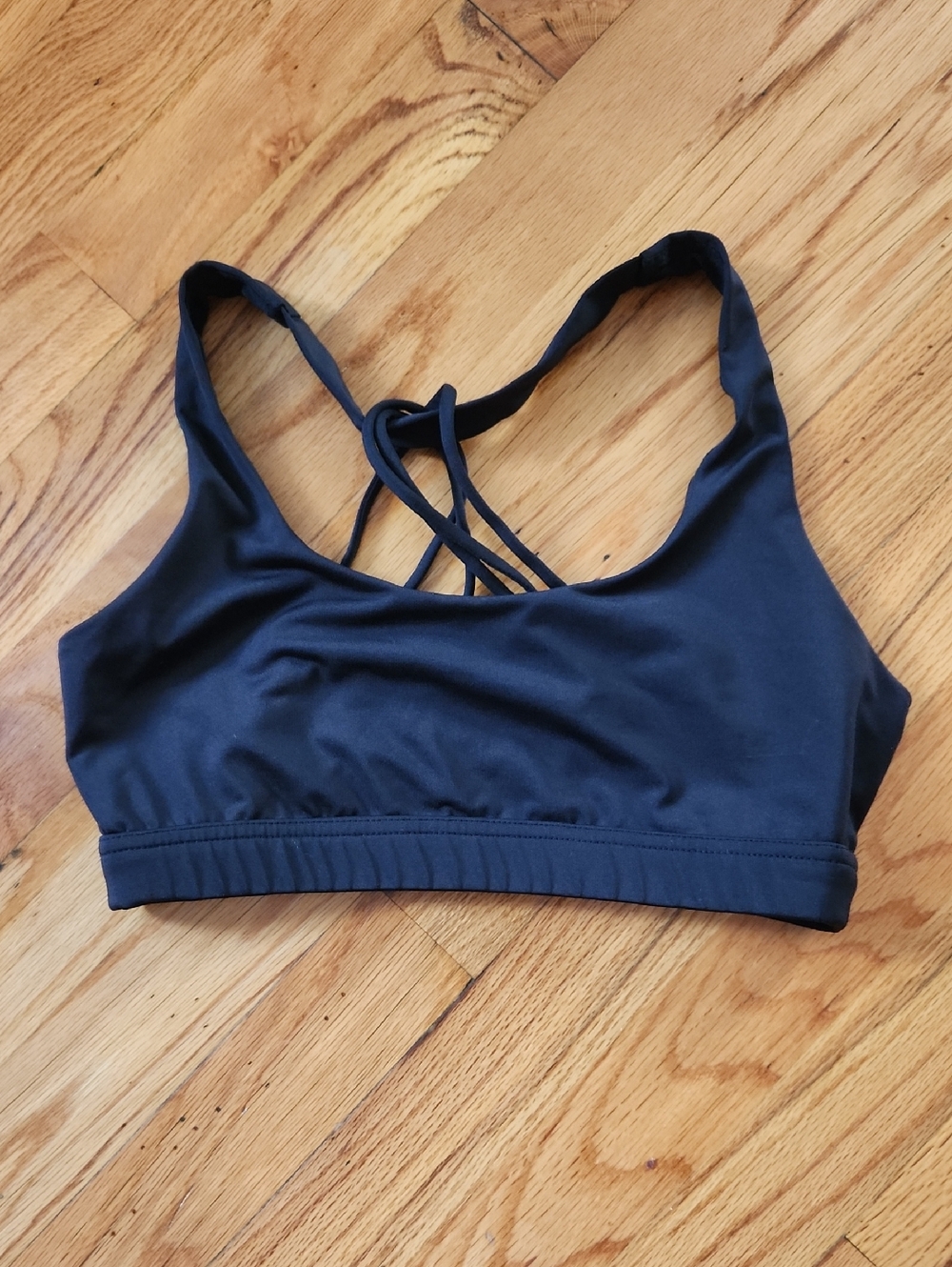 Strappy Crossback Sports Bra Black- Size Sm